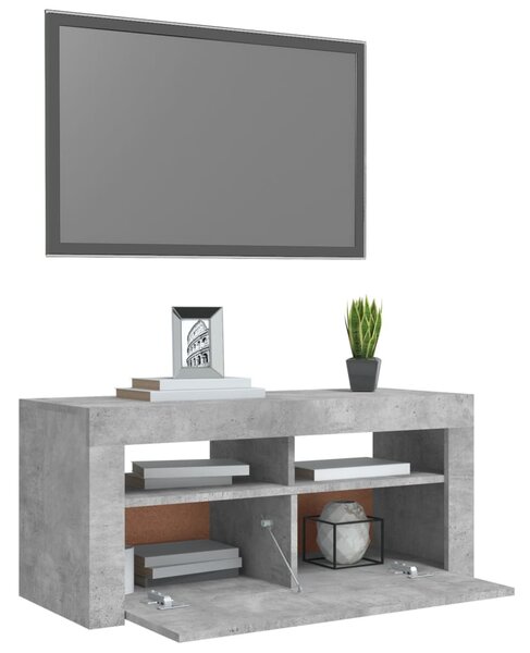 Betonszürke TV-szekrény LED-világítással 90 x 35 x 40 cm