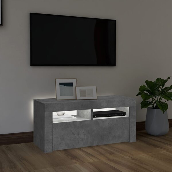 Betonszürke TV-szekrény LED-világítással 90 x 35 x 40 cm