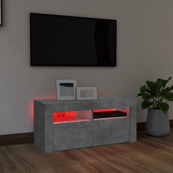 Betonszürke TV-szekrény LED-világítással 90 x 35 x 40 cm