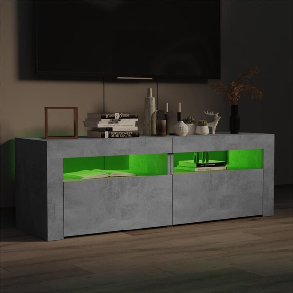 Betonszürke TV-szekrény LED-lámpákkal 120 x 35 x 40 cm