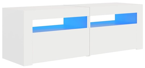 Fehér TV-szekrény LED-lámpákkal 120 x 35 x 40 cm