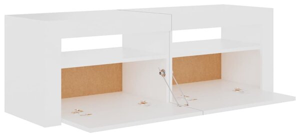 Fehér TV-szekrény LED-lámpákkal 120 x 35 x 40 cm