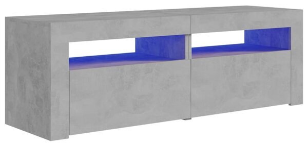 Betonszürke TV-szekrény LED-lámpákkal 120 x 35 x 40 cm