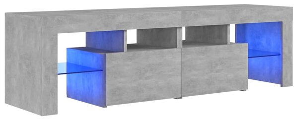 Betonszürke TV-szekrény LED-lámpákkal 140 x 36,5 x 40 cm
