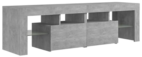 Betonszürke TV-szekrény LED-lámpákkal 140 x 36,5 x 40 cm