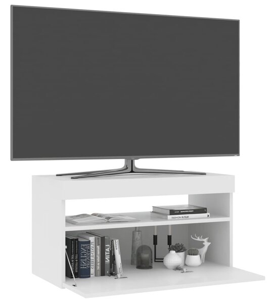 Fehér TV-szekrény LED-világítással 75 x 35 x 40 cm