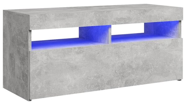 Betonszürke TV-szekrény LED-világítással 90 x 35 x 40 cm
