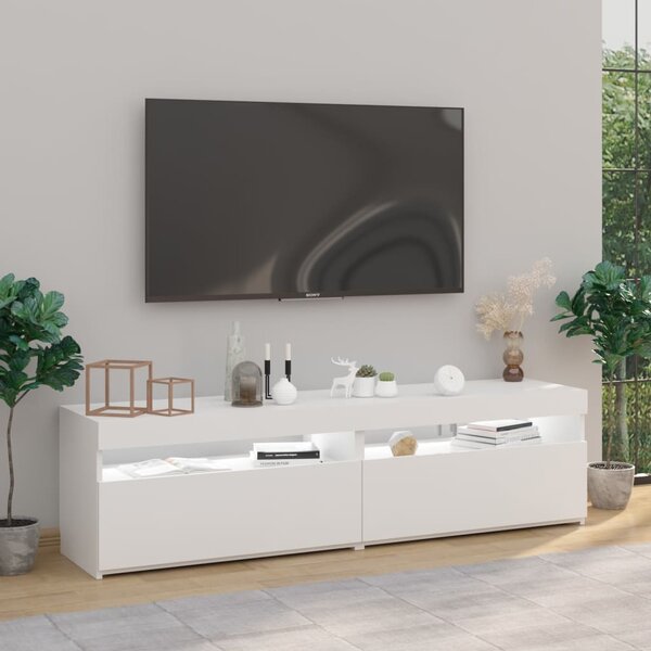 2 db fehér TV-szekrény LED-világítással 75 x 35 x 40 cm