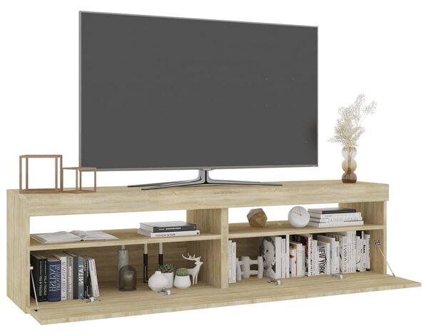 2 db sonoma tölgy színű TV-szekrény LED-ekkel 75 x 35 x 40 cm