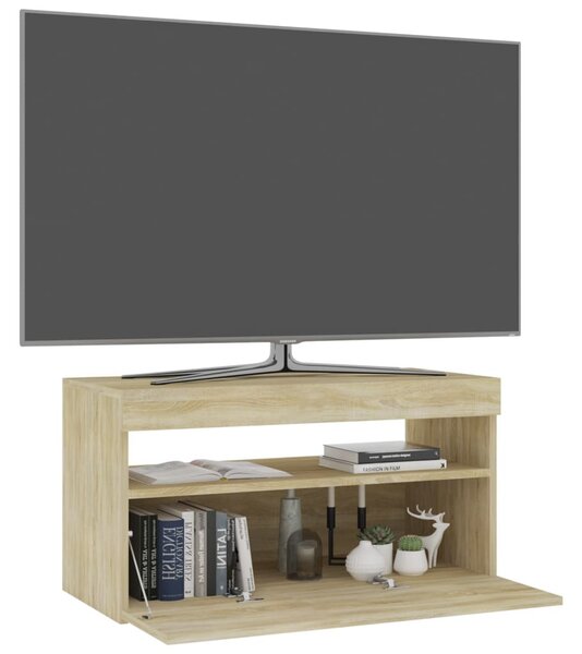 Sonoma tölgy színű TV-szekrény LED-világítással 75 x 35 x 40 cm