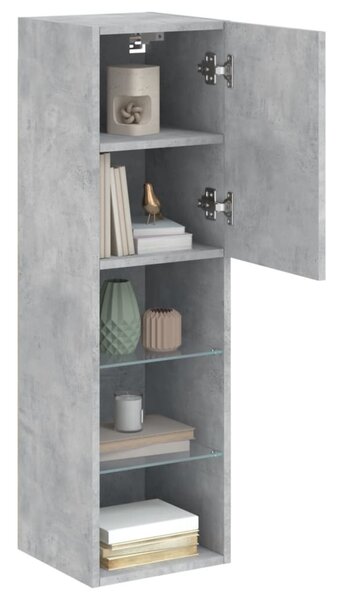 2 db betonszürke TV-szekrény LED-ekkel 30,5 x 30 x 102 cm