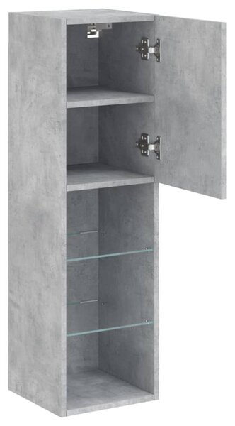 2 db betonszürke TV-szekrény LED-ekkel 30,5 x 30 x 102 cm