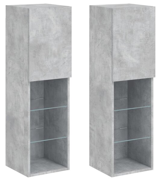 2 db betonszürke TV-szekrény LED-ekkel 30,5 x 30 x 102 cm