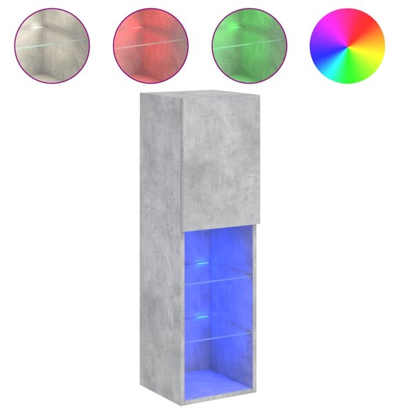 2 db betonszürke TV-szekrény LED-ekkel 30,5 x 30 x 102 cm