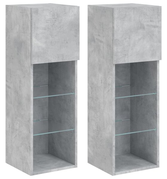 2 db betonszürke TV-szekrény LED-világítással 30,5 x 30 x 90 cm