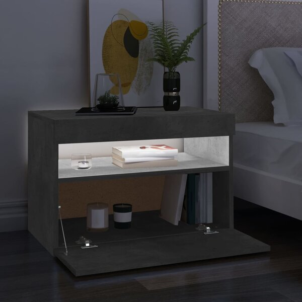Betonszürke TV-szekrény LED-lámpákkal 60 x 35 x 40 cm