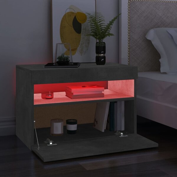 Betonszürke TV-szekrény LED-lámpákkal 60 x 35 x 40 cm