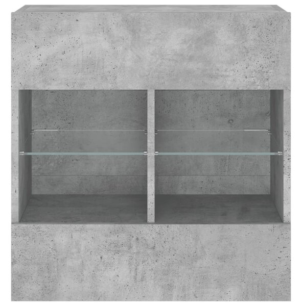 Betonszürke falra szerelhető TV-szekrény LED-del 58,5x30x60,5cm