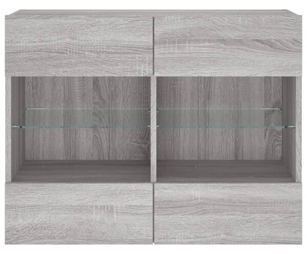 Szürke sonoma színű fali TV-szekrény LED-ekkel 78,5x30x60,5 cm