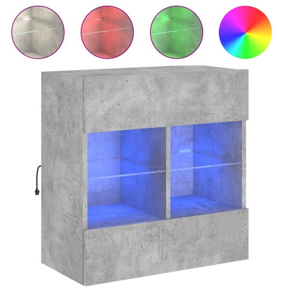 Betonszürke falra szerelhető TV-szekrény LED-del 58,5x30x60,5cm