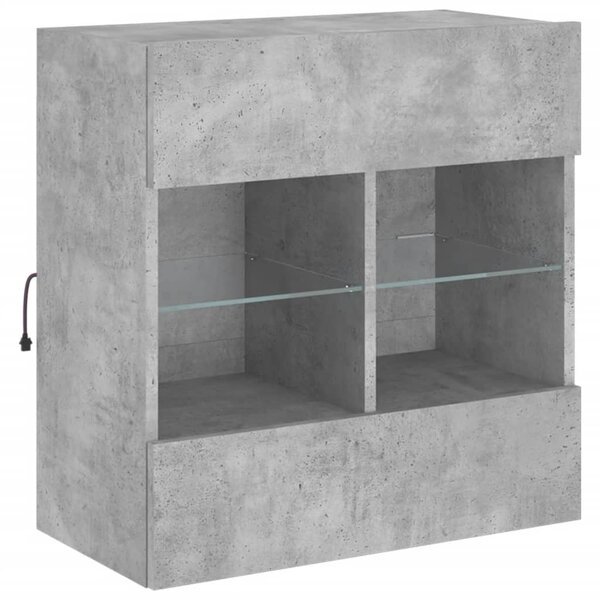 Betonszürke falra szerelhető TV-szekrény LED-del 58,5x30x60,5cm