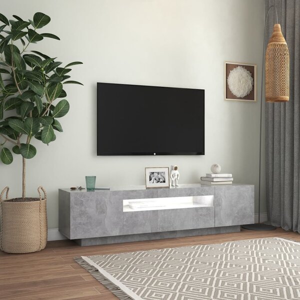 Betonszürke TV-szekrény LED-lámpákkal 160 x 35 x 40 cm