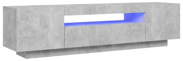 Betonszürke TV-szekrény LED-lámpákkal 160 x 35 x 40 cm