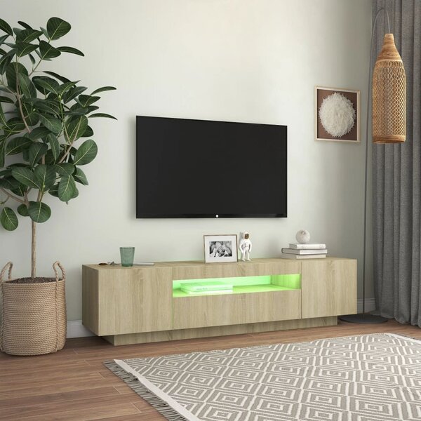 Sonoma tölgy színű TV-szekrény LED-lámpákkal 160 x 35 x 40 cm