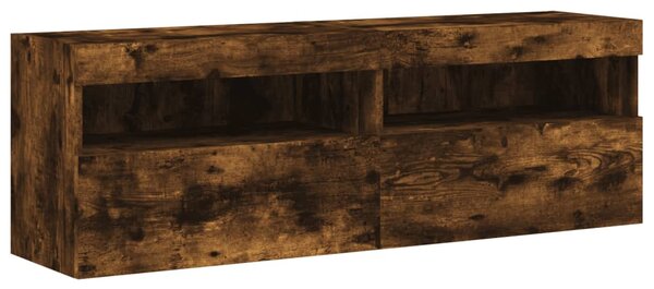 2 db füstös tölgy fali TV-szekrény LED-ekkel 60x30x40 cm