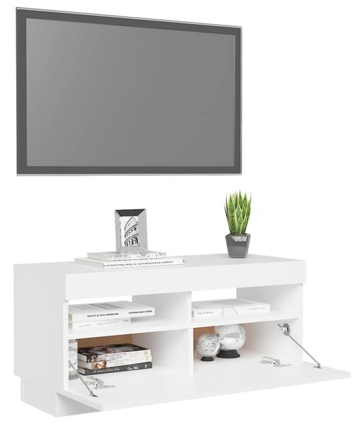 Fehér TV-szekrény LED-lámpákkal 80 x 35 x 40 cm