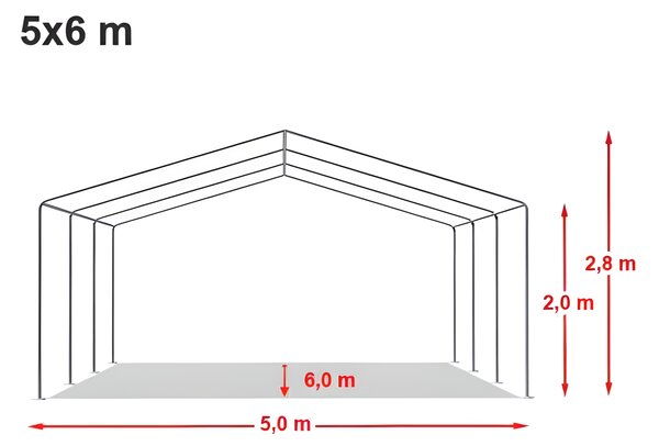 Party sátor 5x6 m STANDARD - tűzálló szín fehér