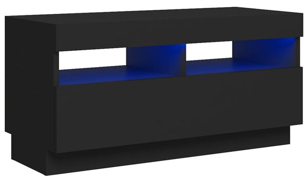 Fekete TV-szekrény LED-lámpákkal 80 x 35 x 40 cm