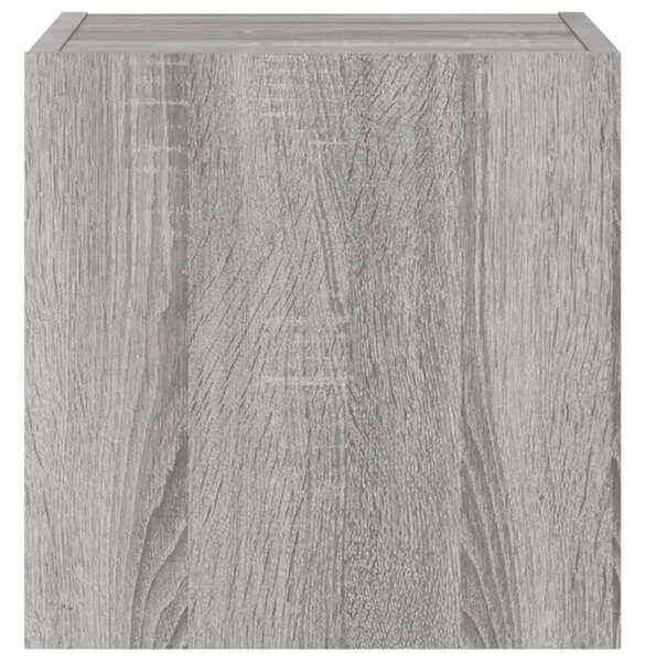 Szürke sonoma színű fali TV-szekrény LED-ekkel 30,5x35x30 cm
