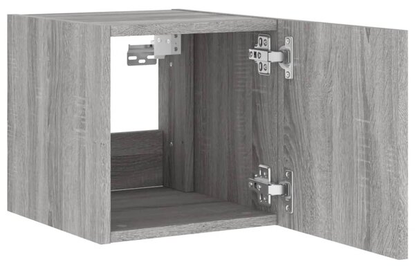 Szürke sonoma színű fali TV-szekrény LED-ekkel 30,5x35x30 cm