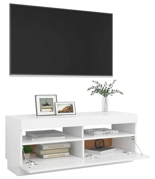 Fehér TV-szekrény LED-világítással 100 x 35 x 40 cm