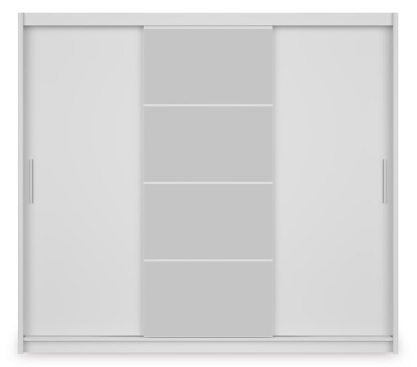 MARIOS tükrös gardróbszekrény 240x215x61 - fehér