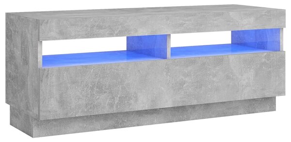 Betonszürke TV-szekrény LED-lámpákkal 100 x 35 x 40 cm