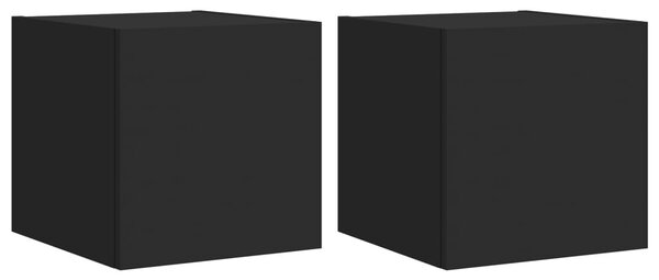 2 db fekete fali TV-szekrény LED-világítással 30,5x35x30 cm