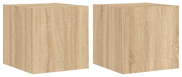 2 db sonoma tölgy színű fali TV-szekrény LED-del 30,5x35x30 cm