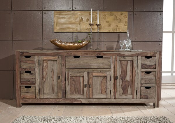 GREY WOOD komód, masszív indiai paliszander 85x210 cm