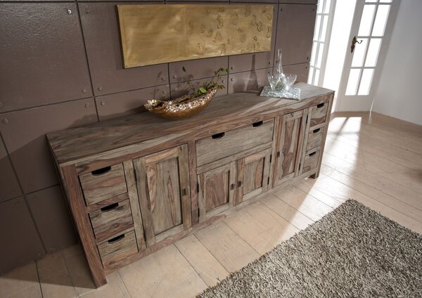 GREY WOOD komód, masszív indiai paliszander 85x210 cm