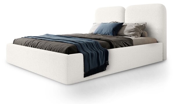 DESIO Slim kárpitozott ágyneműtartós franciaágy 160x200 - törtfehér