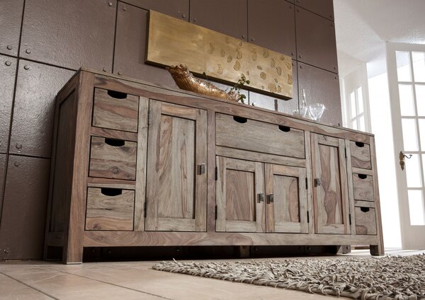 GREY WOOD komód, masszív indiai paliszander 85x210 cm