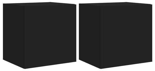 2 db fekete fali TV-szekrény LED-világítással 40,5x35x40 cm
