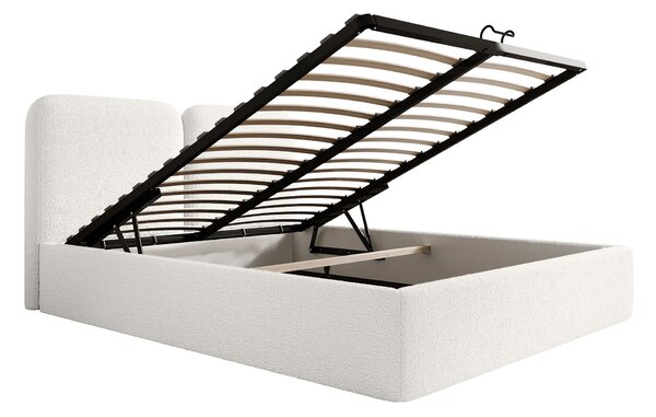 DESIO Slim kárpitozott ágyneműtartós franciaágy 160x200 - törtfehér
