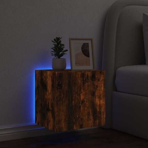 Füstös tölgy színű fali TV-szekrény LED-ekkel 40,5x35x40 cm