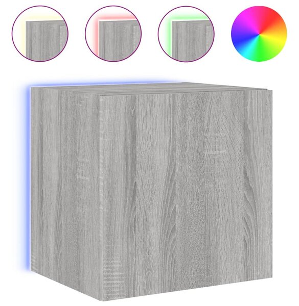 Szürke sonoma színű fali TV-szekrény LED-ekkel 40,5x35x40 cm