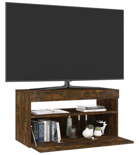 Füstös tölgy színű TV-szekrény LED-világítással 75 x 35 x 40 cm