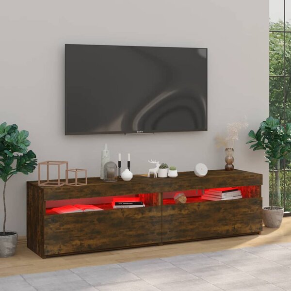 2 db füstös tölgy színű TV-szekrény LED-ekkel 75 x 35 x 40 cm