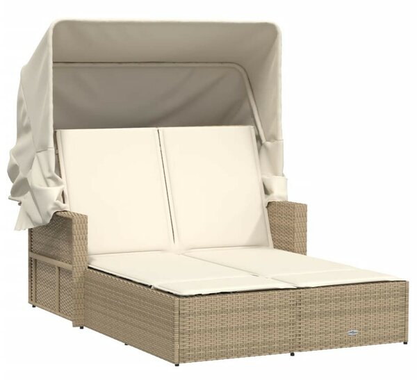VidaXL Dupla Napozóágy - Polyrattan - Bézs - 110x201 cm